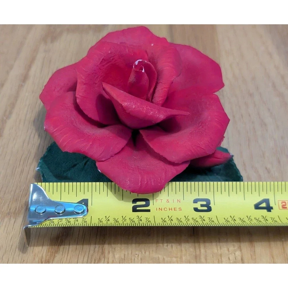 Vintage Capodimonte porcelainRed Rose stamped in Italy Beautiful!